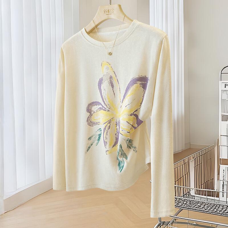 Women s Korean Style Floral Print Long Sleeve T-Shirt S