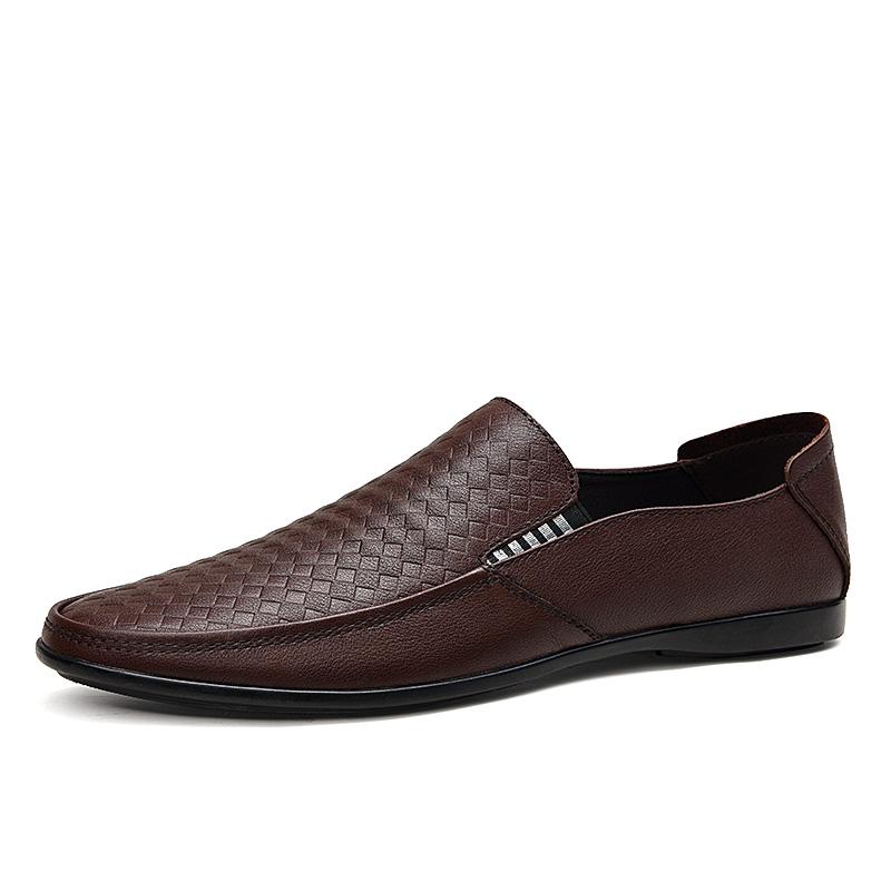 

Мужская обувь из натуральной кожи, повседневные мокасины, роскошные брендовые мужские лоферы, дышащие, без застежек, мужские туфли для вождения, коричневые, вечернее платье 44 коричневый