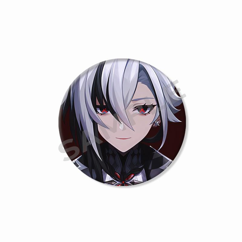 Creative Game Genshin Impact Brooch Cute Arlecchino Figure Lapel Pins Backpack Shirt Clothes Accessories Badge Collectible Gifts