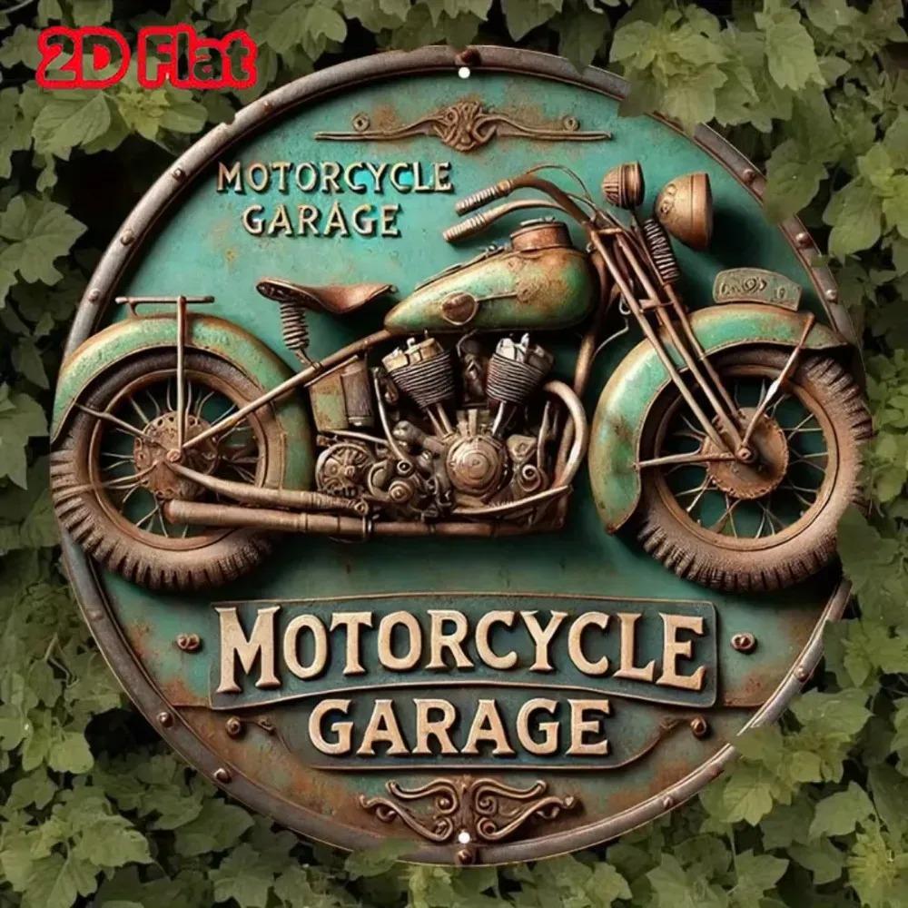 2D Vintage Round Aluminum Sign - Retro Metal Tin Sign - Motorcycle Rustic Metal Wall Art ,Room Decor Gift For Motorcycle