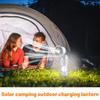 Solar Powered Camping Lantern with Rechargeable Fan Multi Function Portable Emergency Hanging and Carrying Light for Outdoor Use