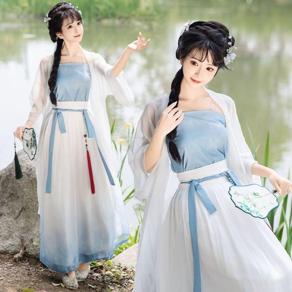 

Женский костюм Ханфу в стиле китайской династии Сун, цельная юбка с талией, повседневный сказочный костюм