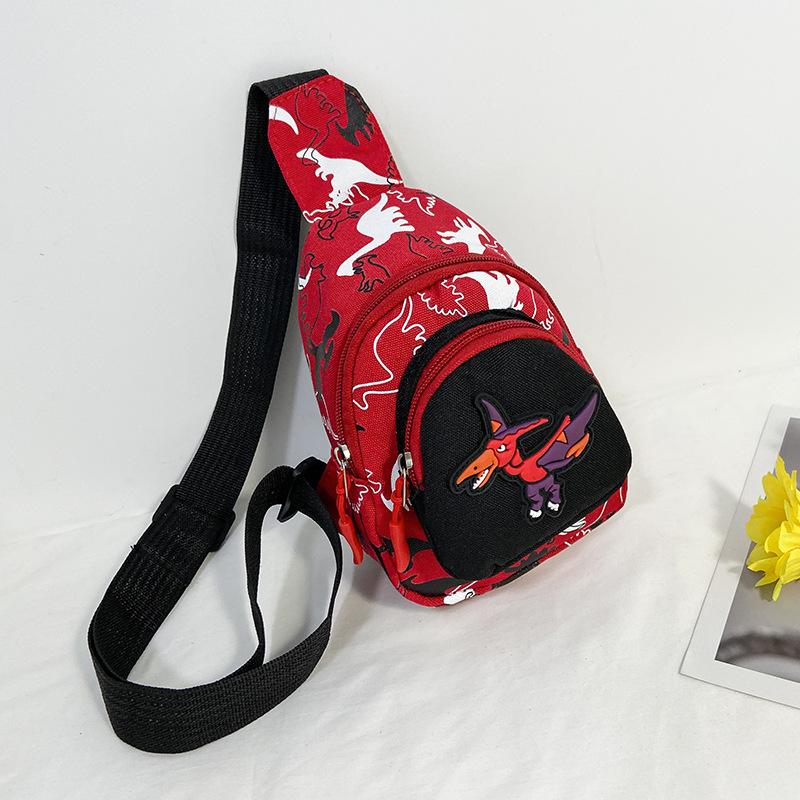 

2024 новая детская сумка на грудь с динозавром, корейская версия детской сумки, сумка-мессенджер с мультяшным принтом, сумка для смены мобильного телефона для мальчиков и девочек красный