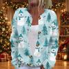 Women's Christmas Print Long Sleeve Knit Cardigan with Button Front