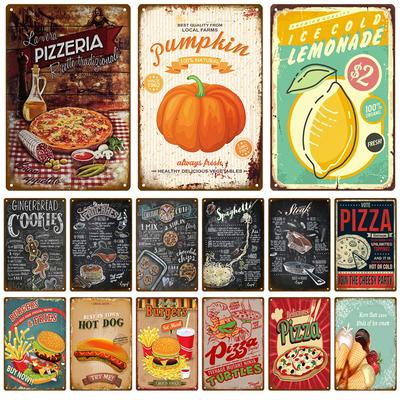 Metal Sign Delicate Fast Food Plate Tin Sign Plaque Vintage Restaurant Home Bar Cafe Kitchen Metal Poster Wall Decor Accessories