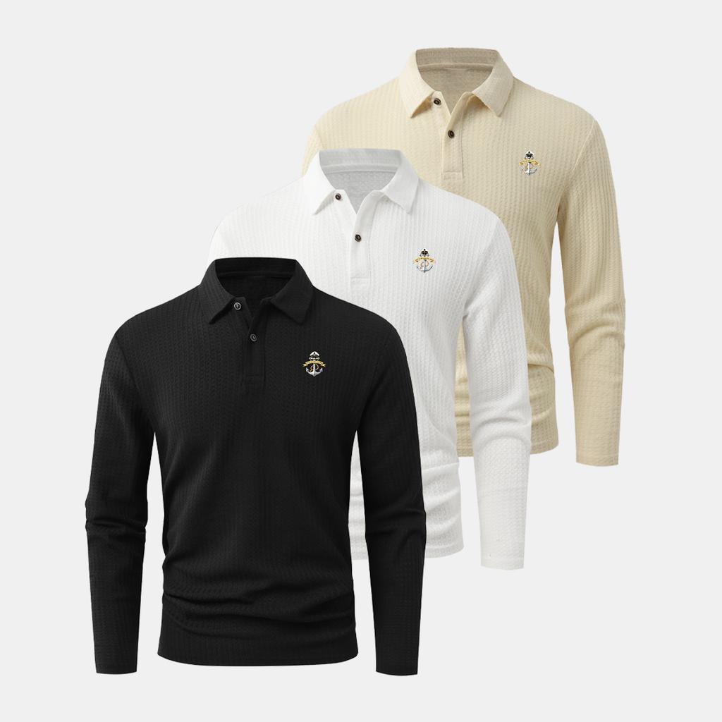 3Pack Long-Sleeve Polo Shirts for Men-Collared Design, Moisture-Wicking, Perfect for Workouts, Sports, and the Office