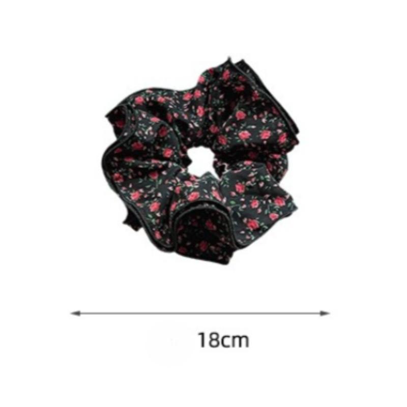 Vintage Blumige Mehrschichtige Scrunchies Premium Elastische Haargummis für Damen Niedriger Pferdeschwanzhalter Herbst Tägliches Haaraccessoire