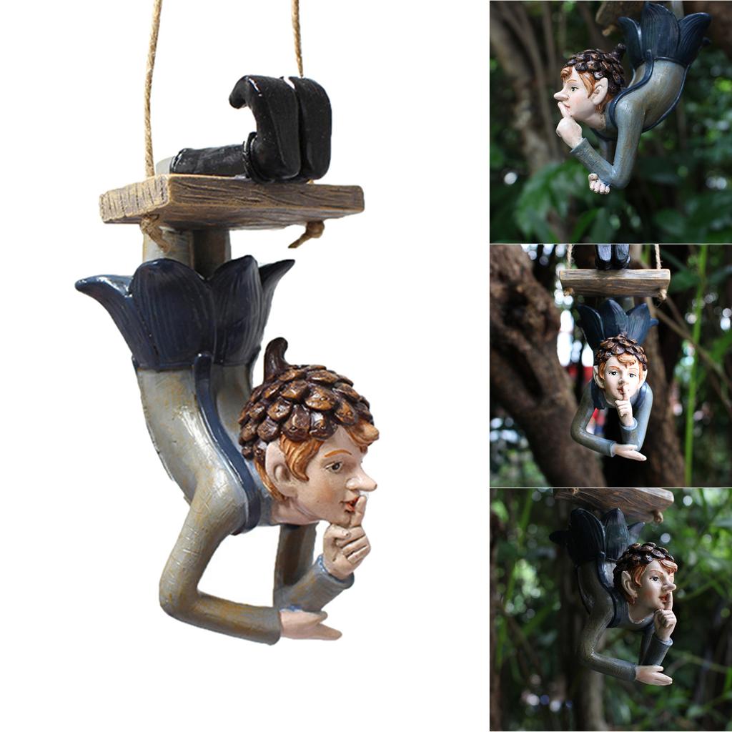 Cute Hanging Elf Ornaments Housewarmging Gift Art Garden Handstand Elves Statue Elf Figurine Garden Yard Fence Holiday