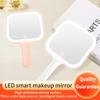 Portable Handheld Makeup Mirror 3 Color Light Led Makeup Mirror Touching Mirror Square Makeup Vanity Mirrors With Handle Hand