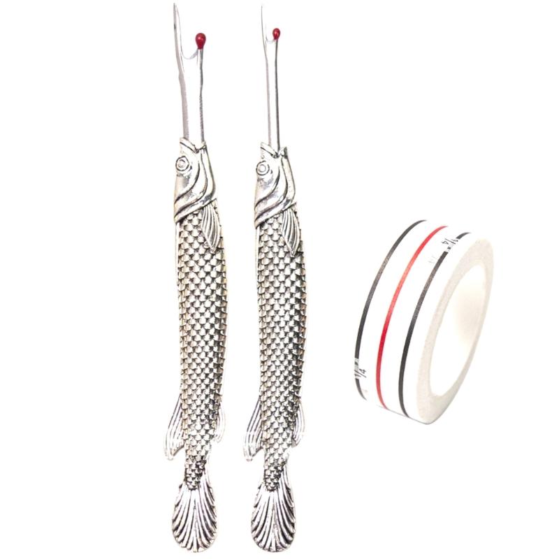 

2Pcs Seam Ripper Sewing Positioning Tape Set, Colorful Thread Unpicker for Embroidery Removing Thread серебряный