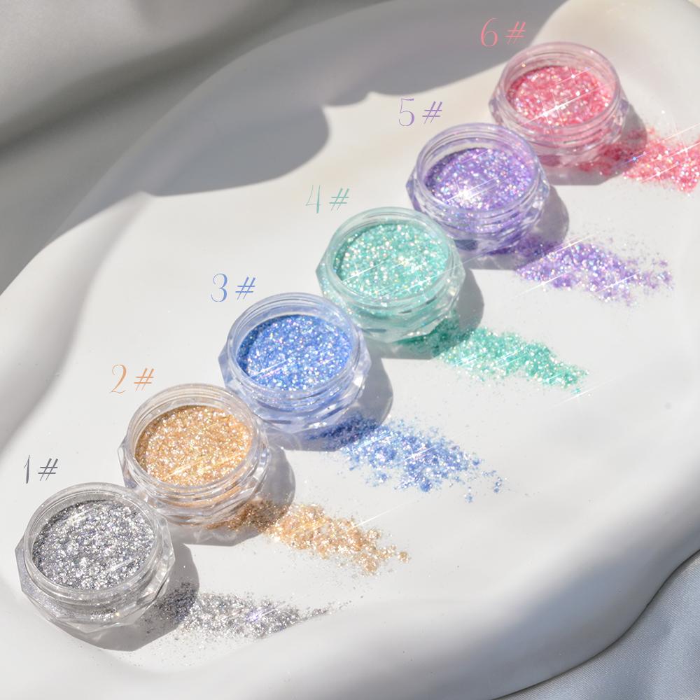 6Box/Set Holographic Opal Glitter Nail Sequins Shiny Flakes Mermaid Opal Powder Glitter Manicure DIY Chrome Cloud Brocade Powder