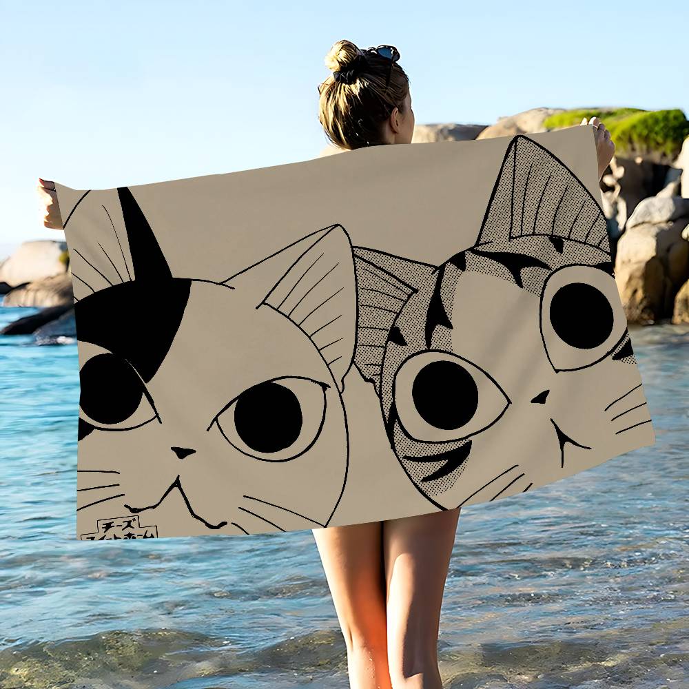 Cat Chis SweetS Home Microfiber Blanket Quick Drying Beach Towels Oversized Printing Super Absorbent Pool Towel Blanket