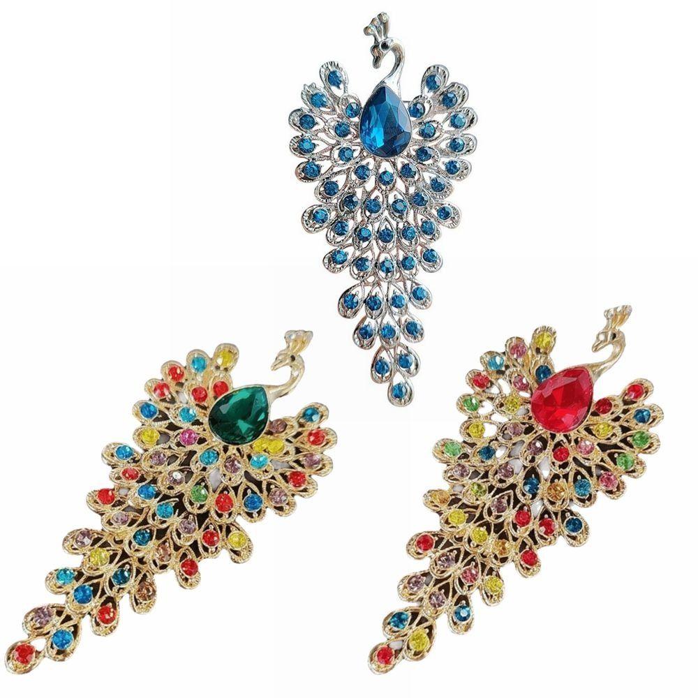 Crystal Peacock Rhinestone Brooch Exquisite Chest Flower Pin Peacock Badge Pin For Suits