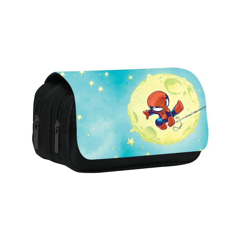 Spider-Man Double Pencil Case, Student Stationery Storage Bag, Large-Capacity Stationery Bag
