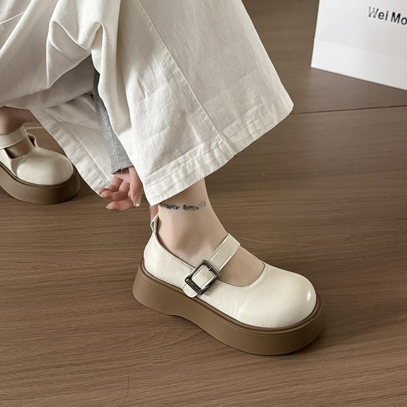 Big head and thick sole Japanese jk small leather shoes for women's 2025 spring and summer new muffin with skirt Mary Jane single shoes