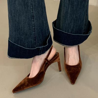 Modă de Primăvară Pantofi cu Toc Înalt Subțire Sexy pentru Femei cu Vârf Ascuțit Superficial Sandale Elegante pentru Banchet Pantofi Mules de Dama