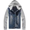 Džínová bunda Muži Džíny s kapucí Bundy Pánská móda Patchwork Mikiny Ležérní Kovboj Pánská bunda Streetwear Pánské bundy a kabáty