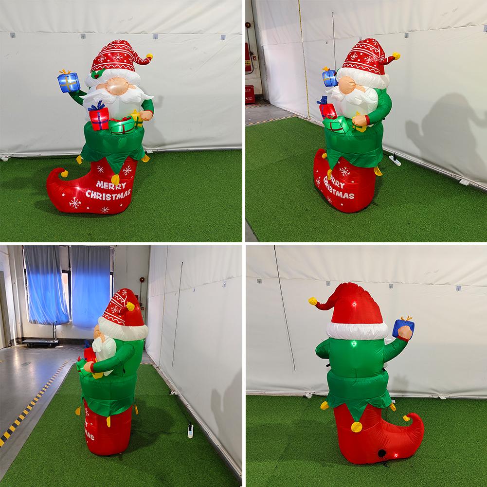 1.5M Christmas Inflate Model LED Lights Santa Claus Christmas Decoration Glowing Inflatable Santa Claus for Christmas Party Yard