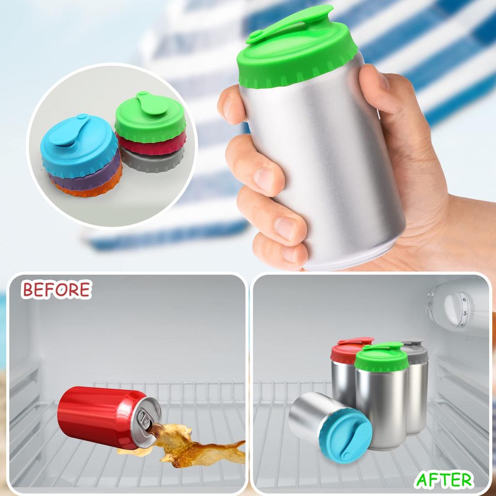 6Pcs Leakproof Soft Silicone Can Lid Beer Bottle Cap Soda Cola Cover Reusable Seal Cap