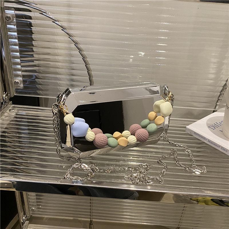 Super Popular Chain Box Bag Niche Trend Acrylic Bag 2025 New High-End Handheld Evening Bag