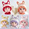 Rabbit Ear Infant Beanie Hats Solid Color Kids Pullover Cap Fashion Baby Knitted Hat  Outdoor