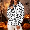 Women's fashionable long-sleeved Halloween print hooded pullover hoodie top