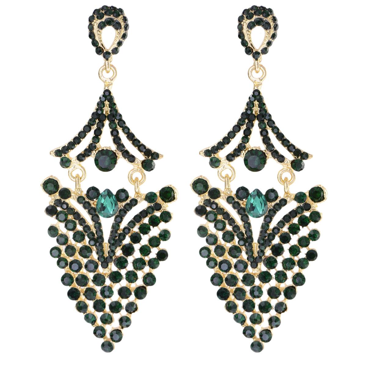 

Royal Full Rhinestone Long Earrings Fashionable High End Versatile Drop Earrings Exaggerated Elegant Lady Accessories