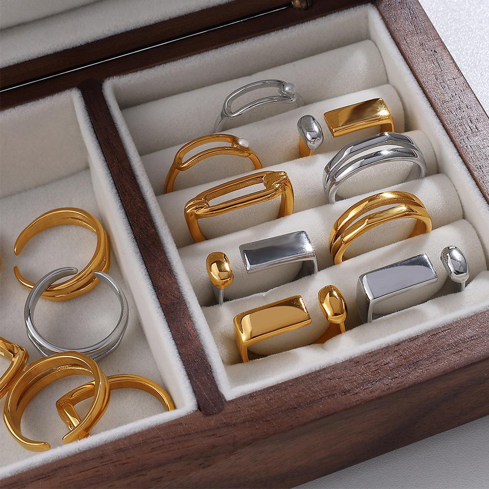 Minimalist hipster stainless steel double-layer ring niche design ring ring set
