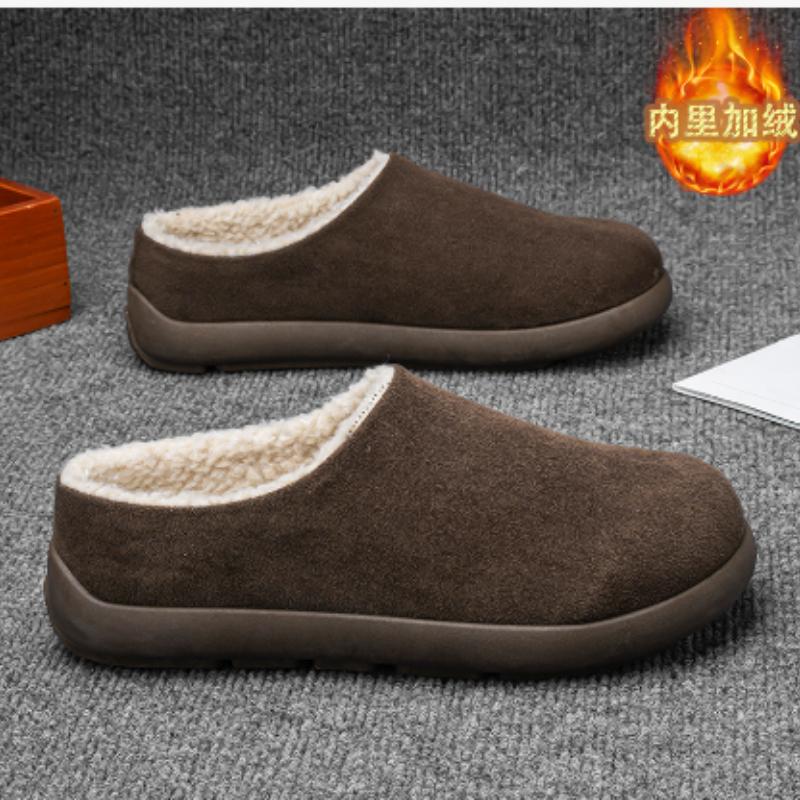 2026 Men's Style Snow Boots Lined with Fleece for Warmth and Cold Resistance Cotton Boots and Cotton Slippers Chanclas De Hombre