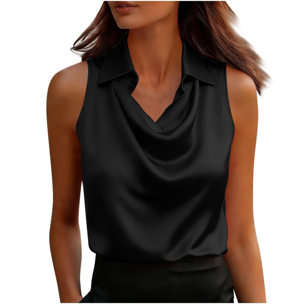 Modisches farbiges Kragen-Ärmelloses Hemd für Damen Sommer Business Casual Top