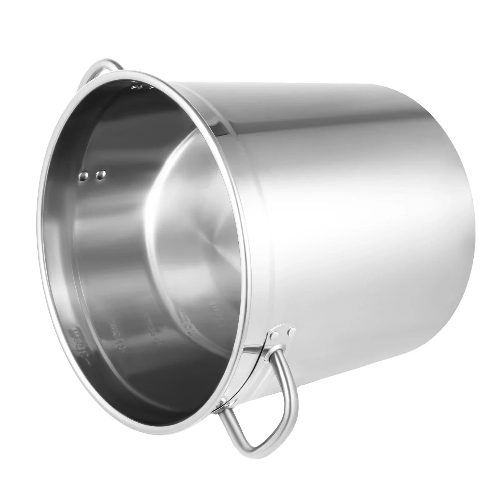 30 Qt Stock Pot Cooking Stock Pots with Lid Large Soup Canner Food Grade Heavy Duty Cooking Steamer Big Pots Stainless Steel argento