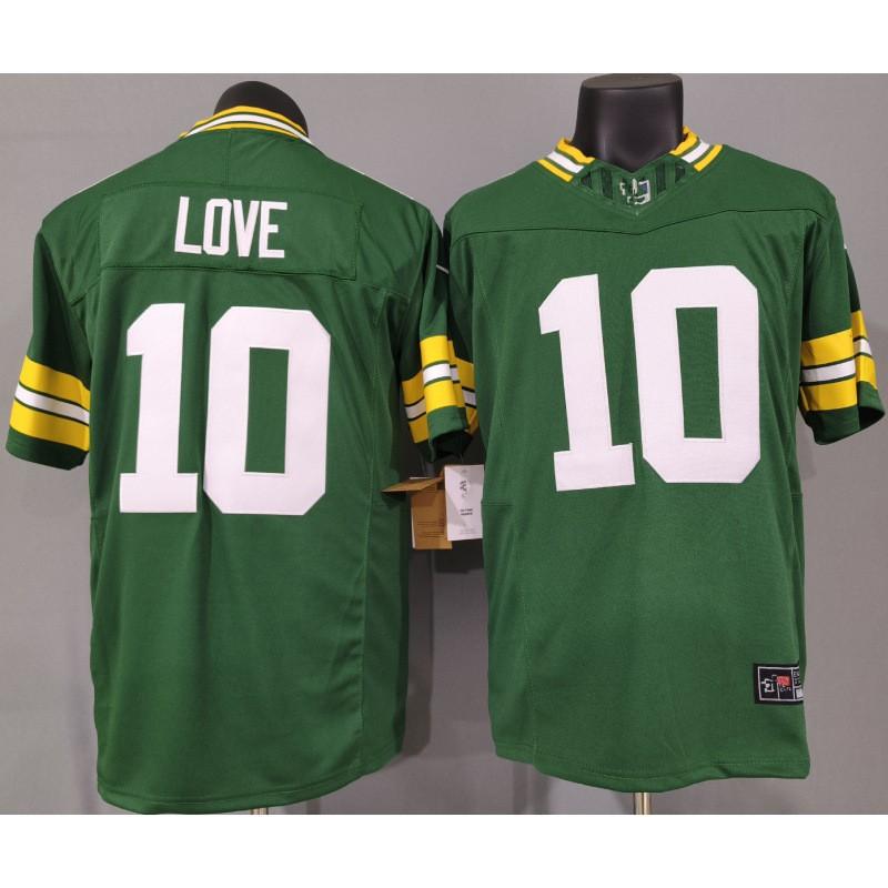 Green Bay Packers 10 Love Custom Embroidered Rugby Jersey Men Women Fans