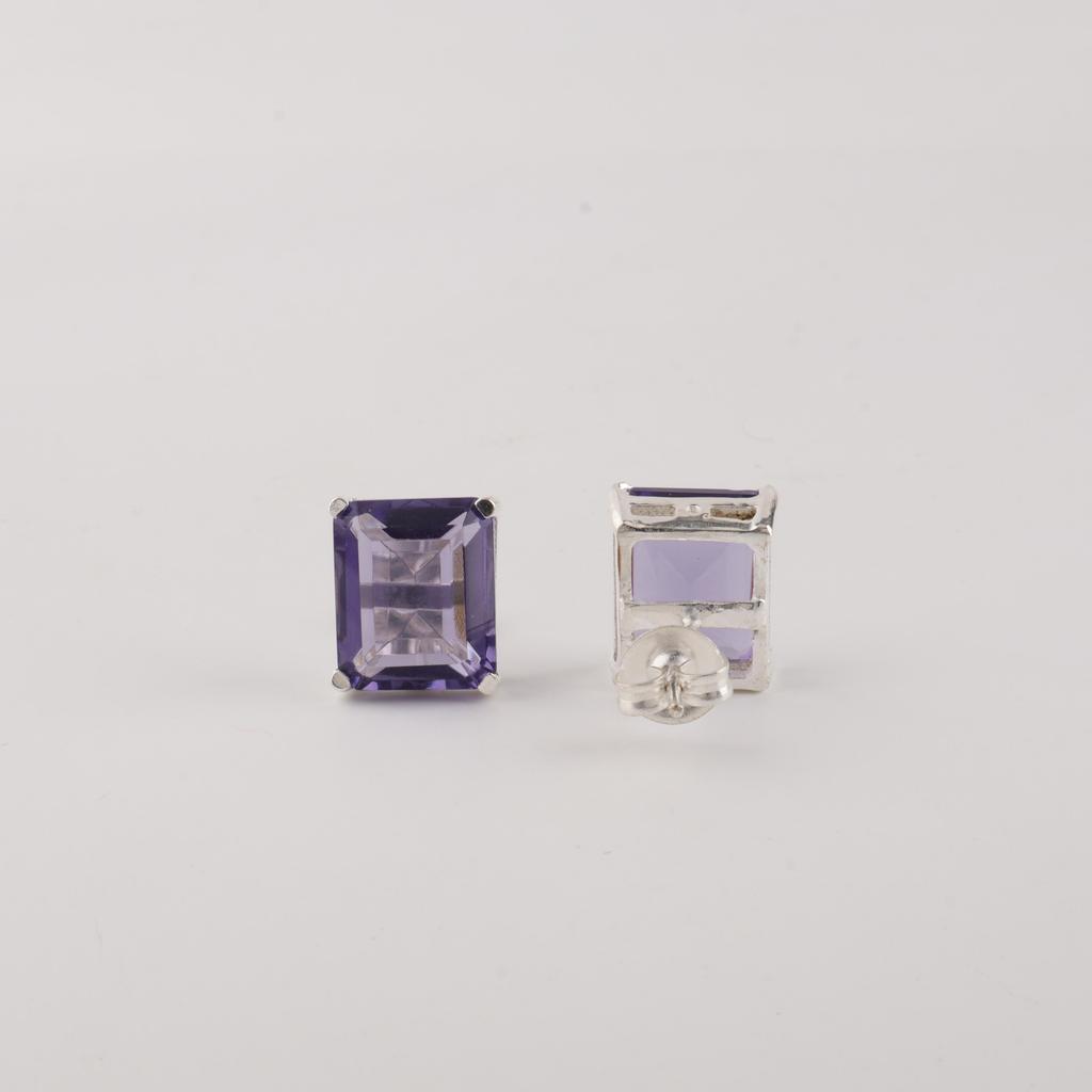 Natural Iolite Gemstone 925 Sterling Silver Designer Jewelry Handmade Earrings 0.4" For Women EE-179-13