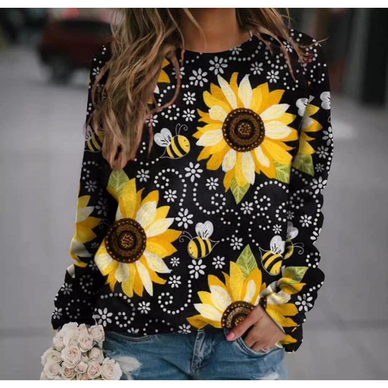 Europeisk herr rundhalsad tröja Vackra blommor Serie 3D-tryckt Casual Mode Topp