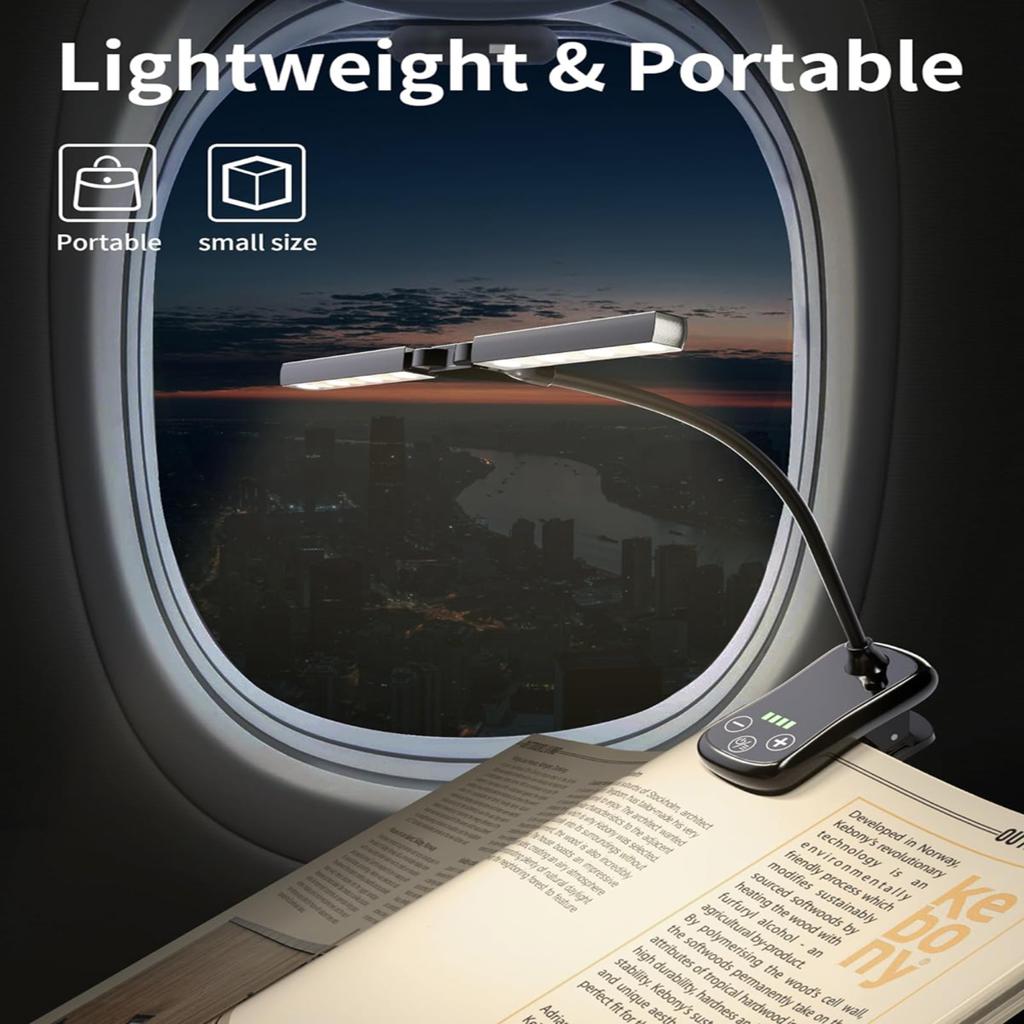 New Comfortable Adjustable Rechargeable Touch Control Book Light with 14 Bright LED - Ideal for Reading In Bed. Versatile Lighti