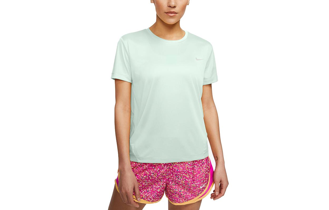 Nike T Shirts Women s Teal Crew Neck Moderate Straight Fit AJ8122-394 L