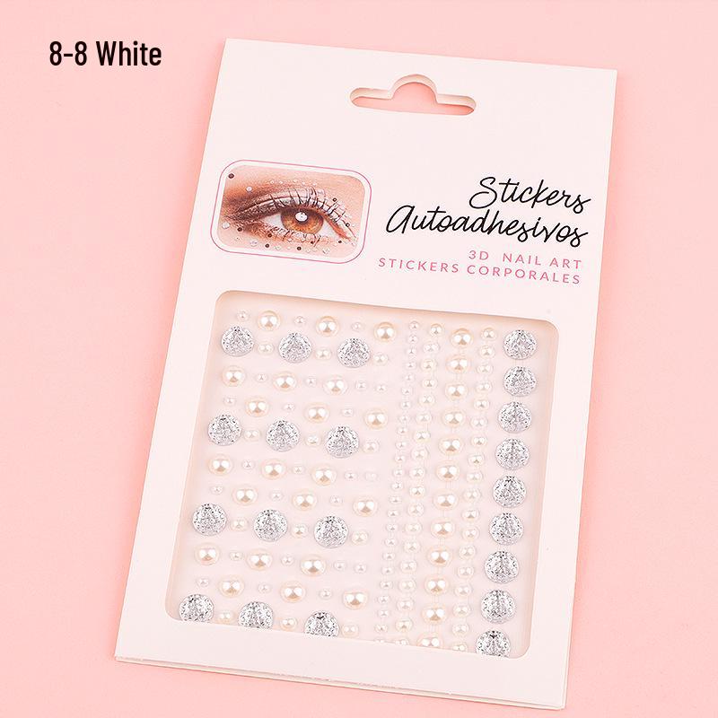 DIY Cross-Border Face, Eye, Brow, and Nail Decor Stickers with Pearls and Diamonds
