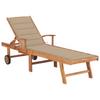 Day and Night - Day and Night Lounger with Beige Cushion Solid Teak Wood