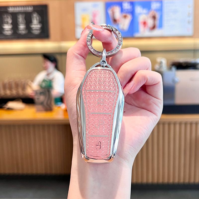 Crystal Pink For Byd Atto 3 Han Ev Dolphin Song Pro Max Tang Dm Yuan Dolphin E2 Qin Plus Car Key Case Cover Keychain Accessories