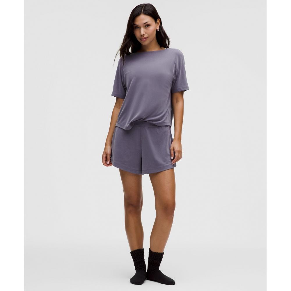 Lululemon Drapey Softstreme Boatneck Short Sleeve Shirt Grape Mist