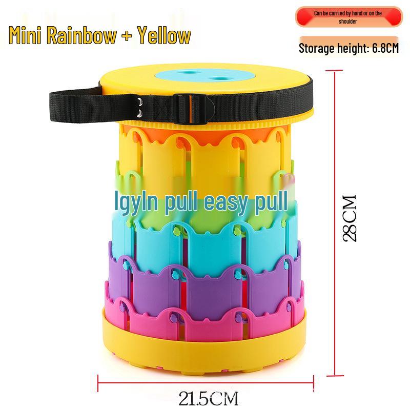 Rainbow Telescopic Adjustable Folding Stool for Leisure, Fishing, and Household Use