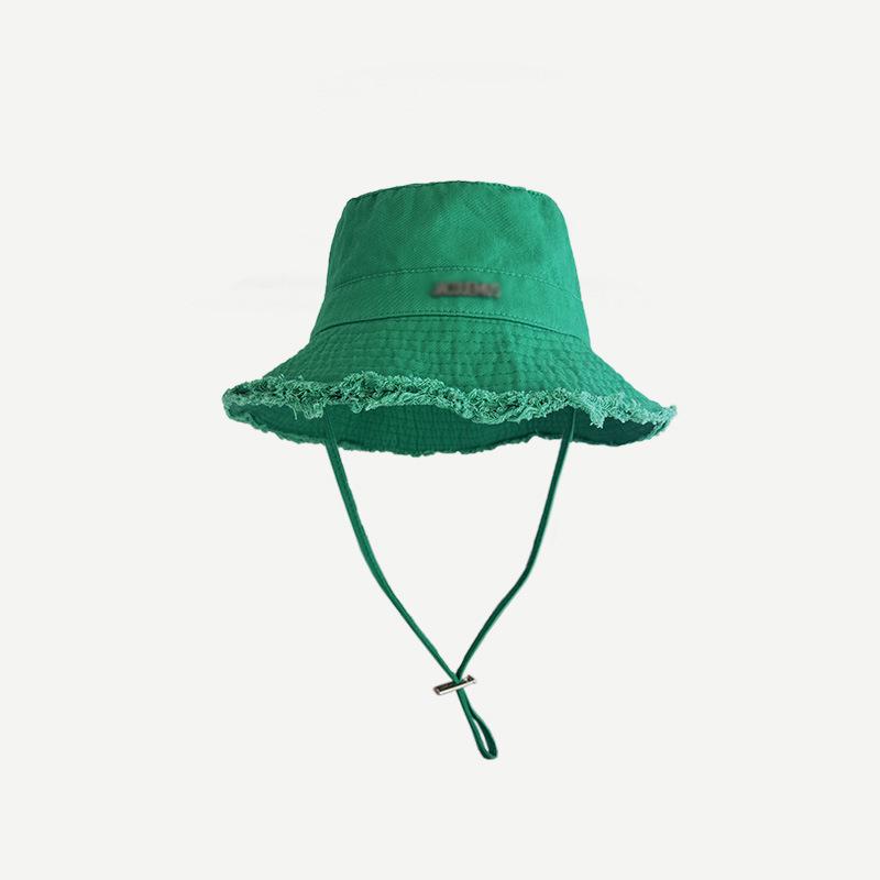 Women's Foldable Retro Bucket Hat: Japanese-Style Sun Hat with Frayed Edges, Korean Slimming Design