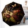 Elegant Floral Butterfly Circular Wall Art DecorUmbrellaPortable 3-Fold Compact Umbrella for Men & Women Gift