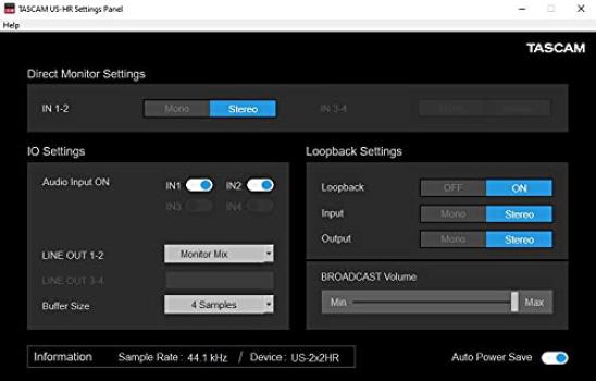 TASCAM High Resolution USB Interface Youtube Music Production Live Streaming DTM US-2X2HR 2Mic, 2IN/2OUT 24bit/192kHz Audio/MIDI
