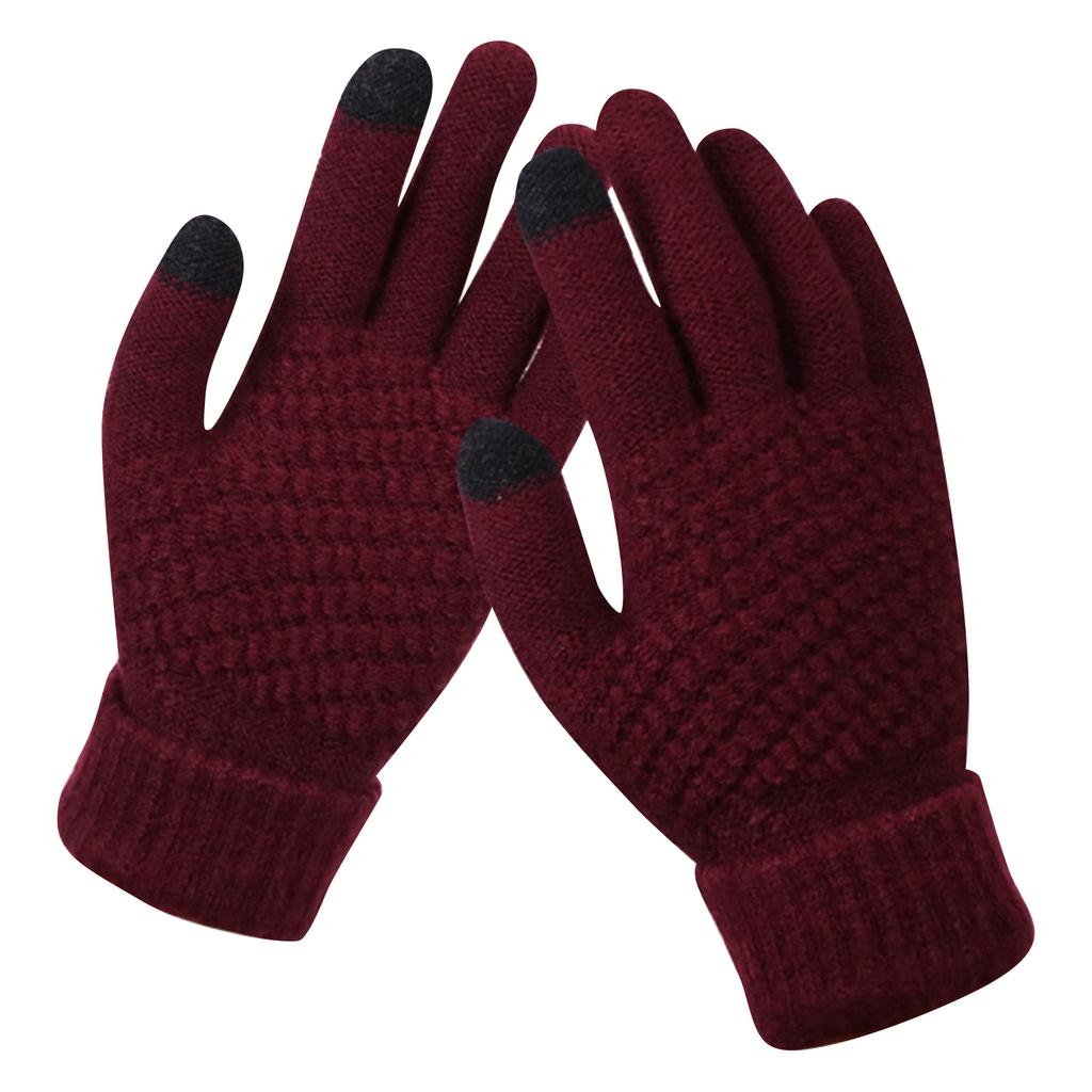 Screen Gloves For Women In Winter, Knitted, Thickened, Warm And Fashionable Winter Gloves