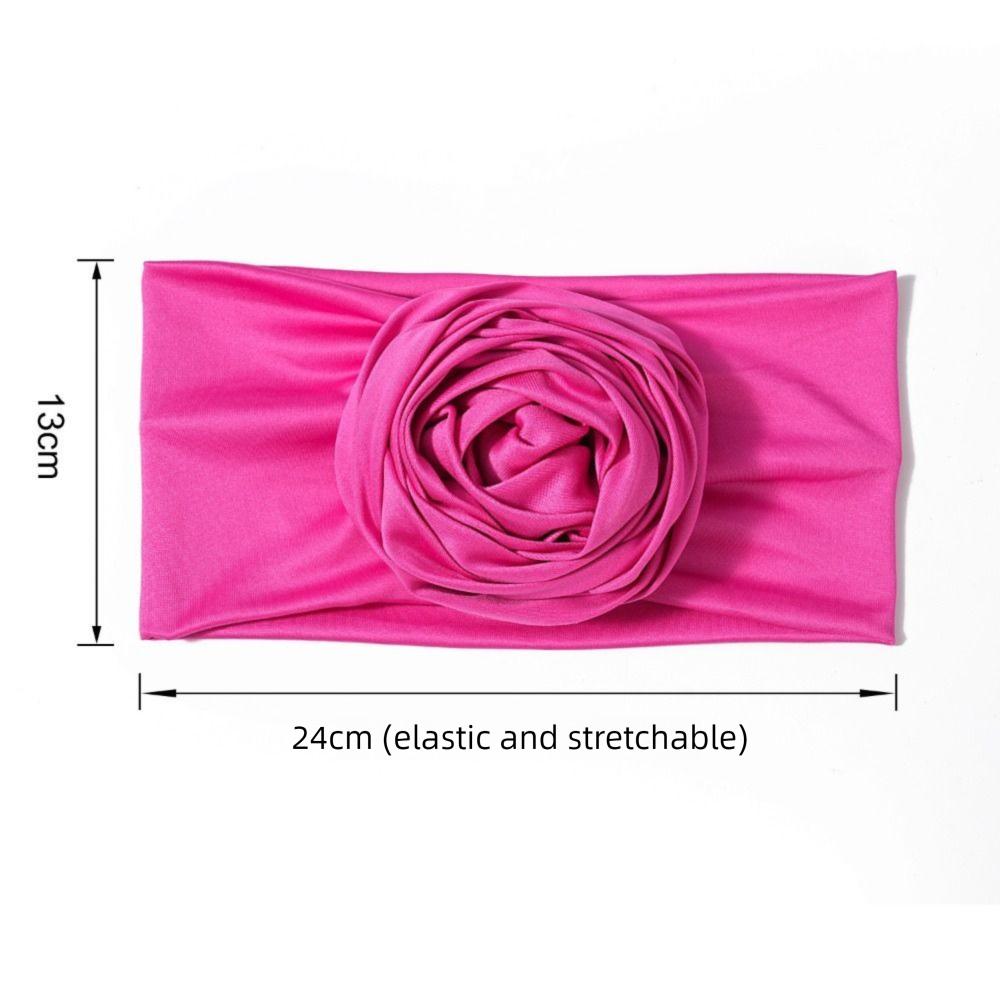 Elastic Boho Flower Bandana Raw Silk African Turban Cap Big Rose Flower Hairband  Hair Accessories