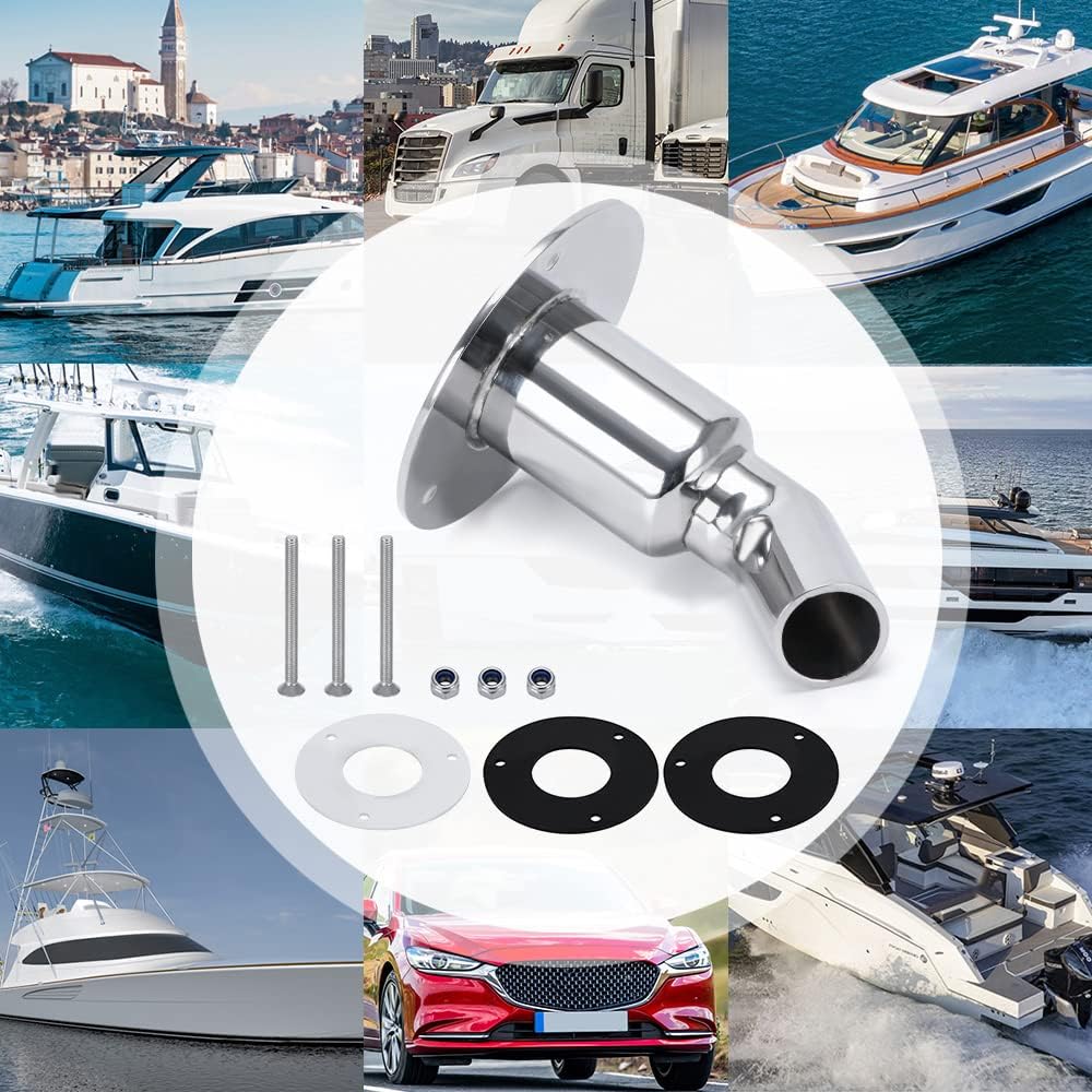 PTNHZ 24Mm/0.94" 316 Stainless Steel Thru Hull Exhaust Skin Part Of Air Diesel Heater For Diesel Parking Heaters For Boat Marine Car Truck (Angled)