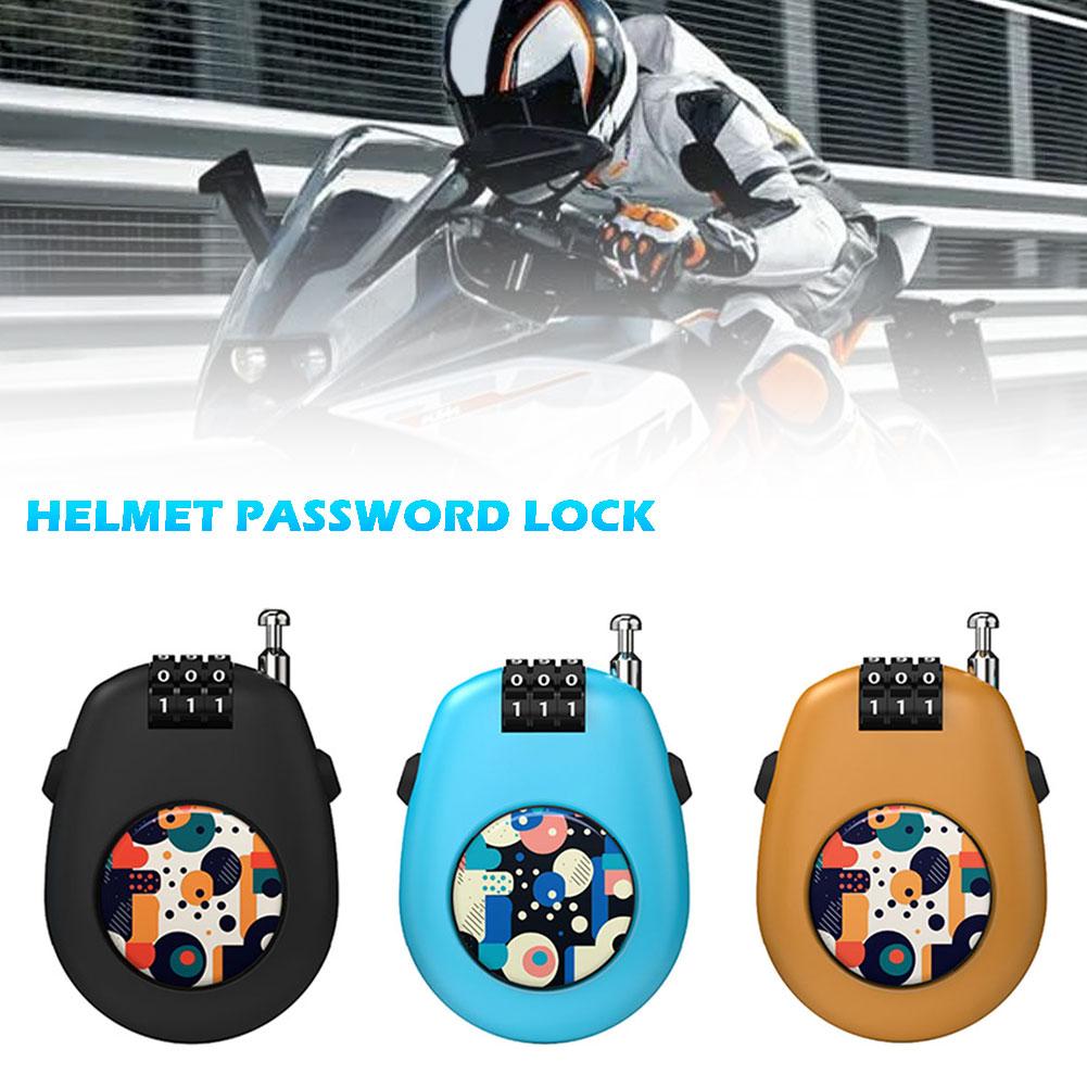 Motorcycle Helmet Combination Lock Portable Durable Retractable Steel Wire Anti-Theft Security Lock for Luggage Bicycle Wallet
