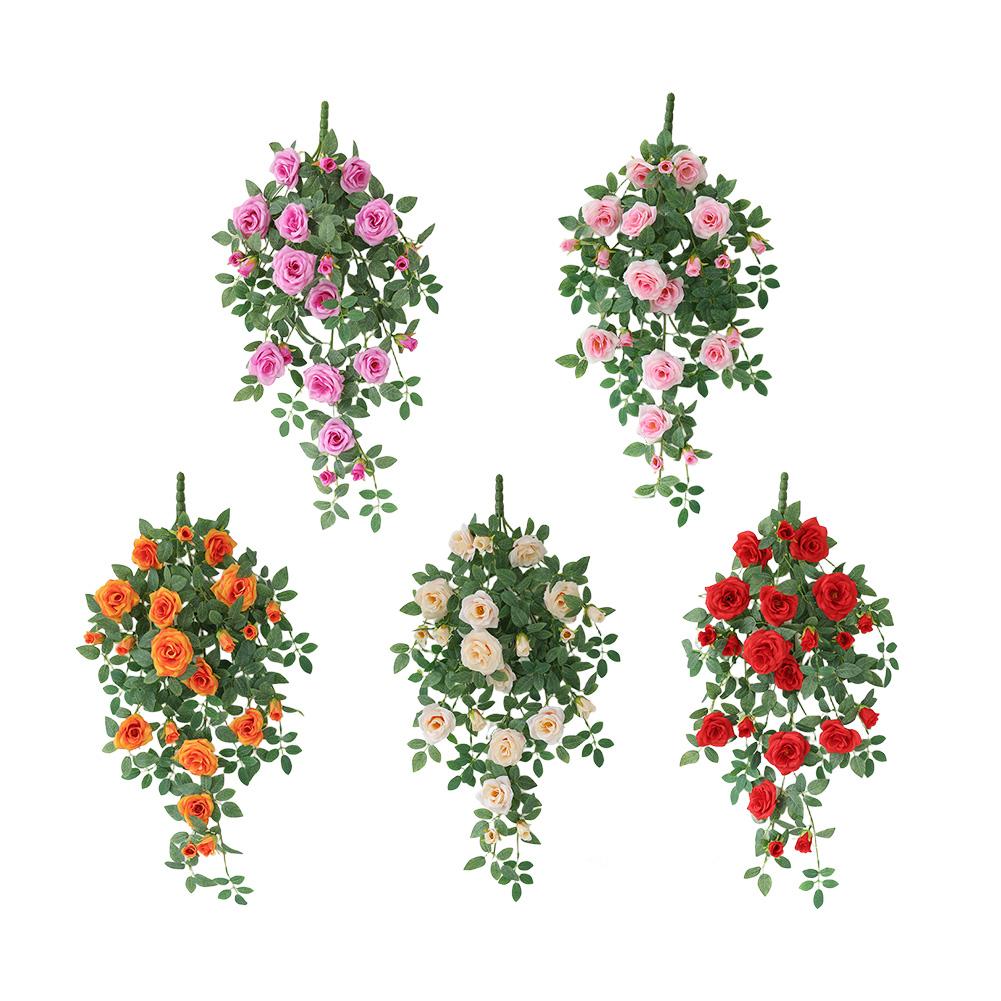 Artificial Flower Faux Rose Vine Realistic Floral Design 11 Large Flowers 10 Small Flowers Elegant Cascade Effect
