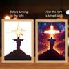 LED Jesus Painting Night Light Dimmable Color Temperature Adjustable Decorative Illuminated 4D LED Painting Bedside Lamp
